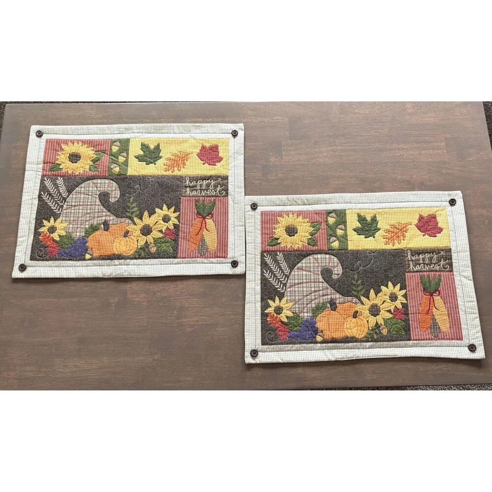Pair Of ‘Happy Harvest” Fall Placemats 100% Cotton
